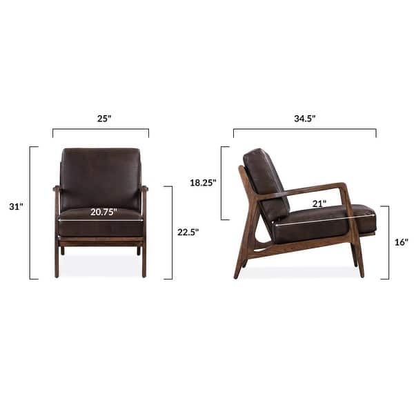 dimension image slide 4 of 7, Poly & Bark Verity Leather Lounge Chair - Full Grain Genuine Italian Leather