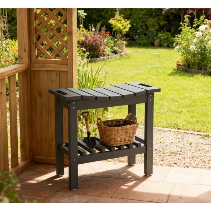 GDFStudio - Maxwell Multi-Purpose Indoor Outdoor Utility Bench with Non-Slip Support and Storage Design - Storage Shelf Bench