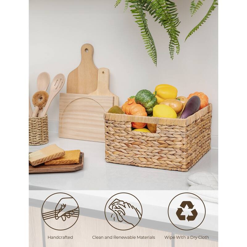 Wicker Storage Basket Set of 2 for Organizing and Decorative - 12"D x 12"L x 7"H