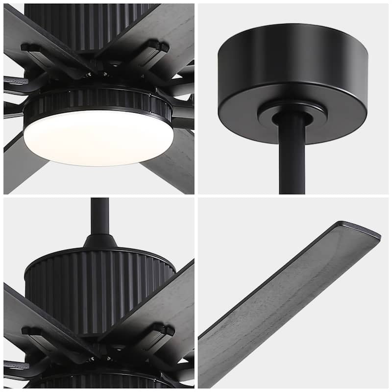 52"/66"/72"/76 Inch Modern Ceiling Fan with Dimmable LED Light ,Remote&APP Control,8 Blades for Large Living Room,Porch
