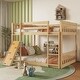 preview thumbnail 11 of 14, Twin Over Twin Floor Bunk Bed with Climbing Ramp