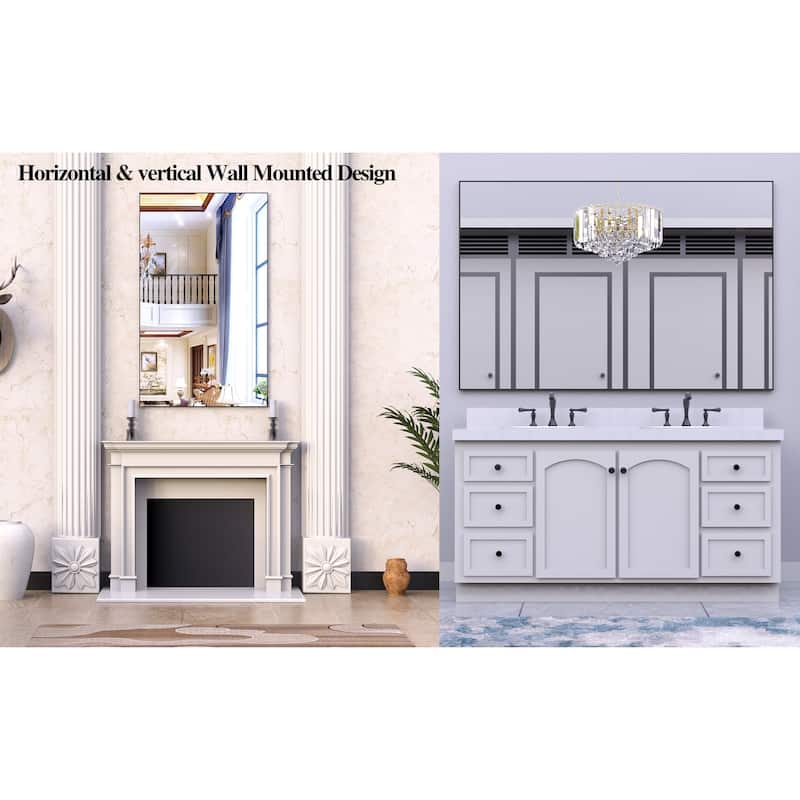 60"x36"Oversized Modern Rectangle Bathroom Mirror with Frame Vertical or Horizontal Wall Mounted mirror with Aluminum Frame