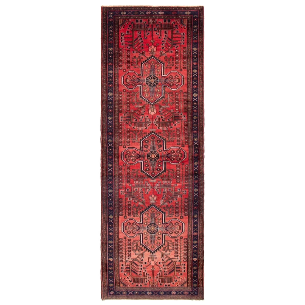 ECARPETGALLERY Hand-knotted Anadol Red Wool Rug - 3'5 x 9'9