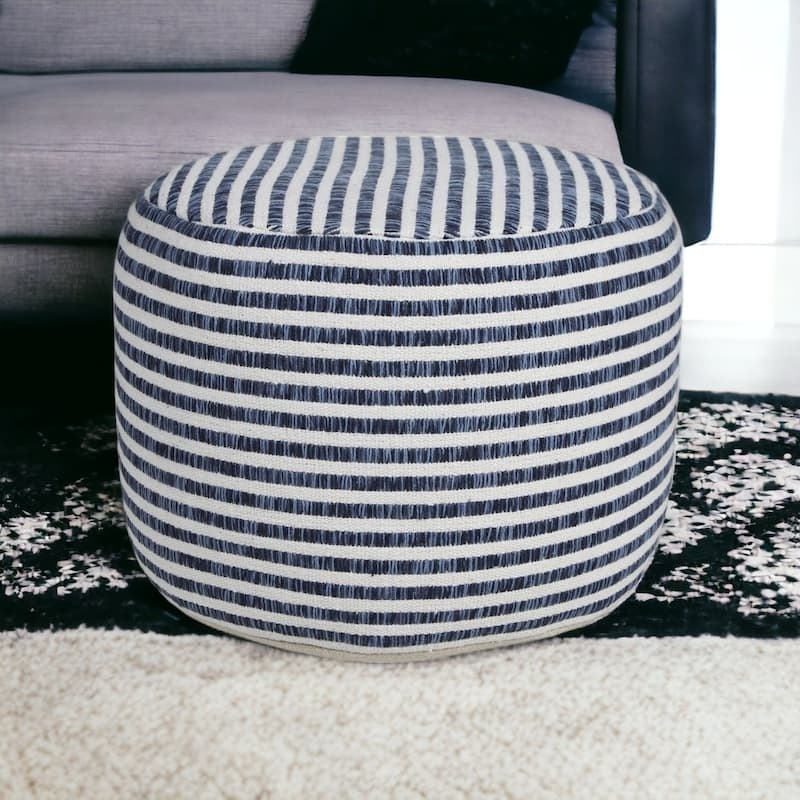 HomeRoots 18" Blue 100% Cotton Ottoman