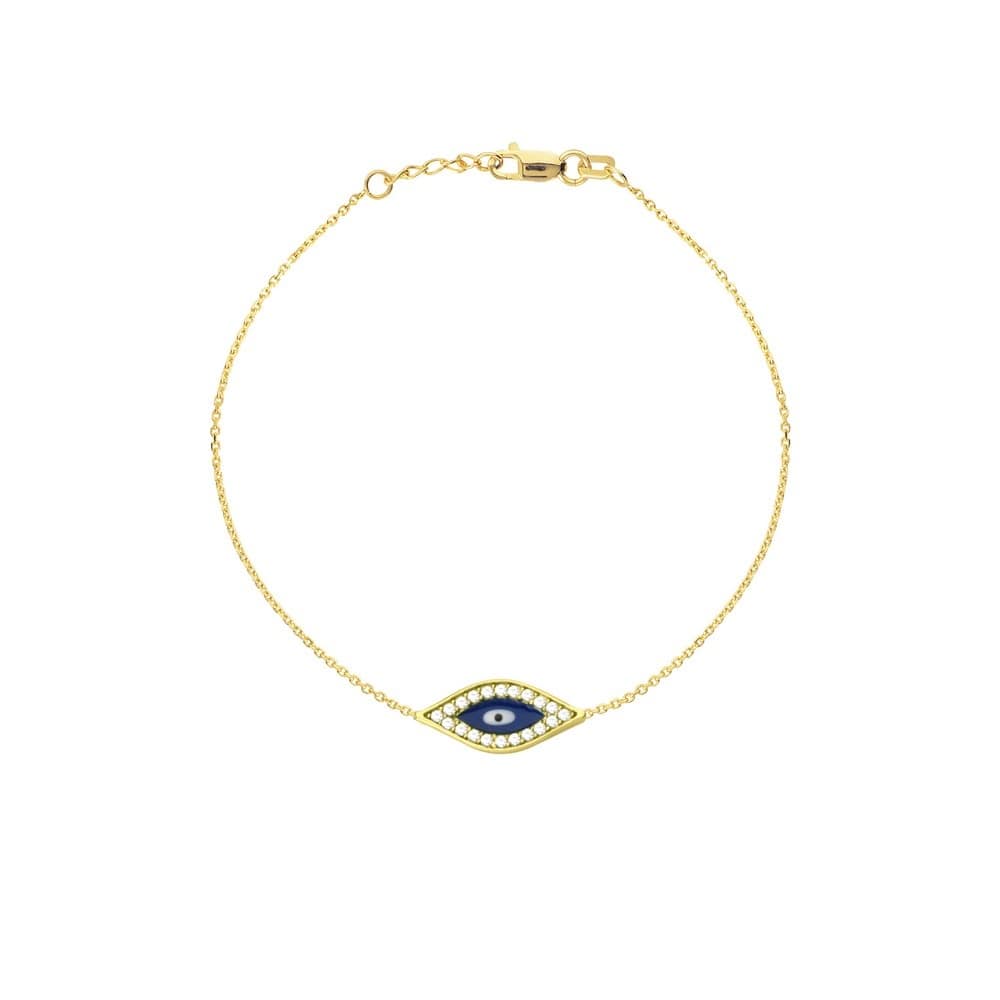 Curata 925 Sterling Silver 7" Cubic Zirconia Enamel Evil Eye Adjustable Bracelet - Rhodium, Yellow and Rose Gold Plated