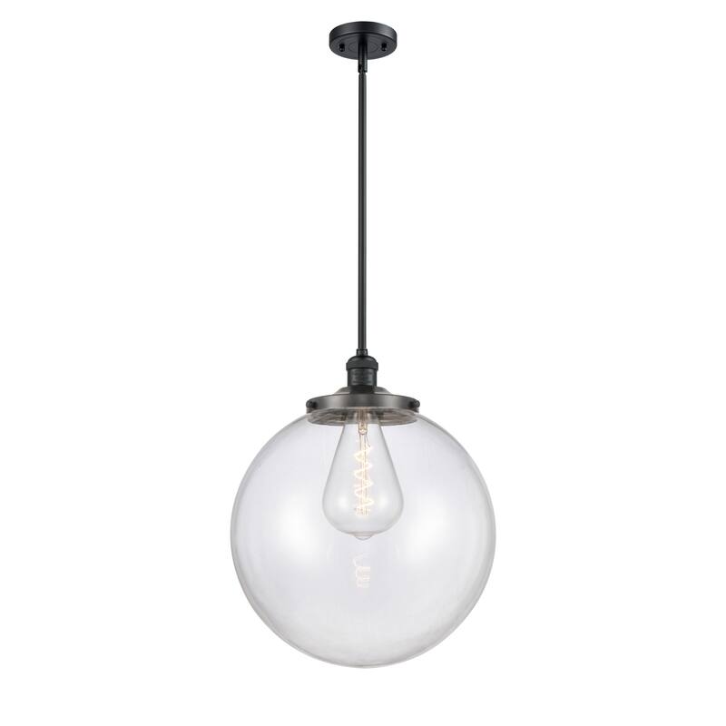 Innovations Lighting Franklin Restoration Beacon - 1 Light 16" Stem Hung Pendant - Clear/Matte Black