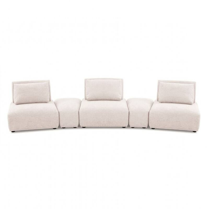 Stavan Modular Curved 3 Seat Sofa, Light Brown Boucle Adjustable Backs