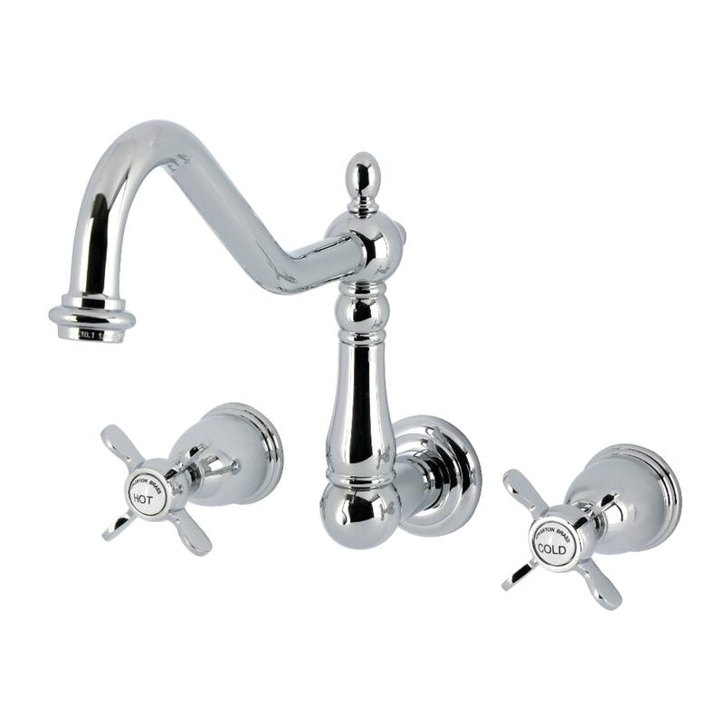 Kingston Brass Essex Double-Handle Wall-Mount Pre-Rinse Bridge Kitchen Faucet - Polished Chrome