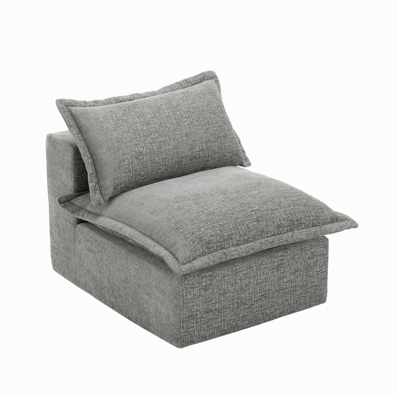 Comfy Cloud Chenille Upholstered Modular Sectional Sofa - Grey-Armless - Symmetrical