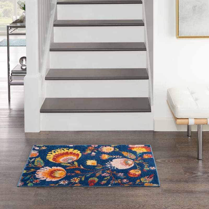 Nourison Allur Floral Country Botanical Area Rug - 2' x 3' - Navy Multicolor - Rectangle