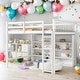 preview thumbnail 1 of 26, Full Size Loft Bed With 8 Open Storage Shelves Snd Built-in Ladder for Home