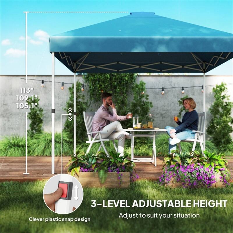 Sea Blue Metal Oxford Fabric Outdoor Canopy Tent with Removable Walls - 116.9" L x 116.9" W x 113" H