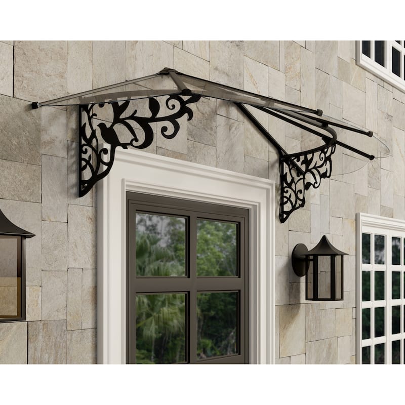 Lily 3 ft. Black/Clear Door and Window Awning