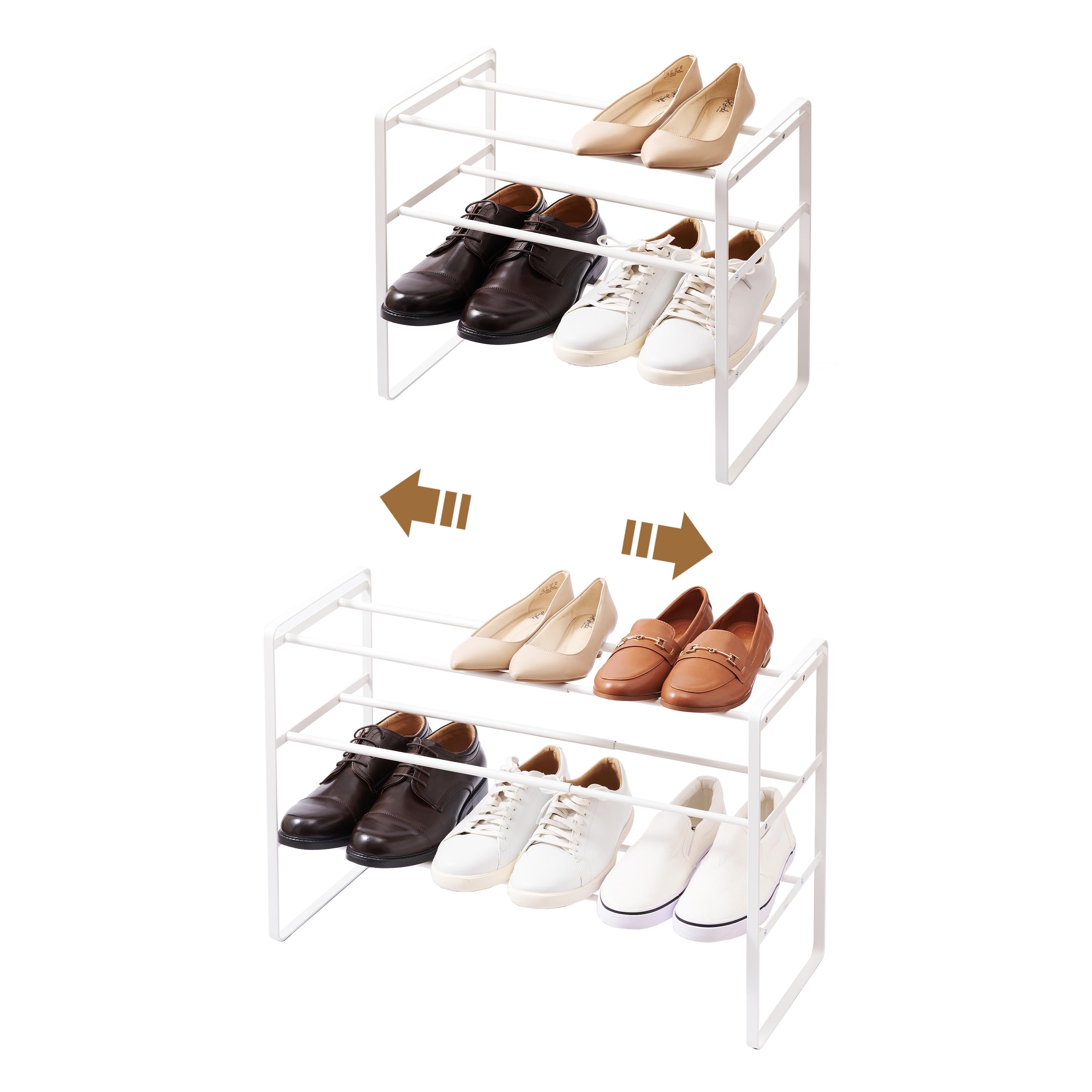 Yamazaki Home 3-Tier Expandable Shoe Rack, Steel, Expandable - L 9.84 x W x H 18.11 inches