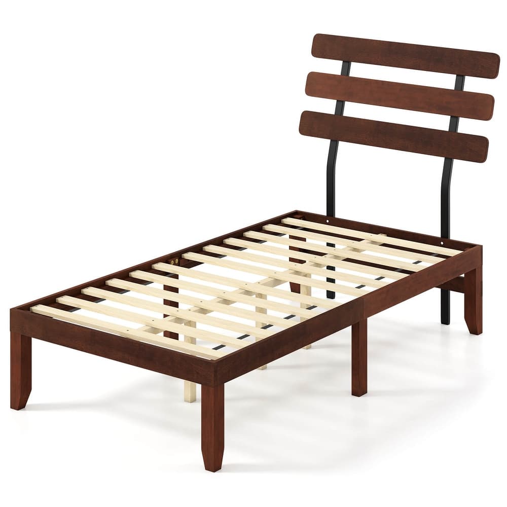 Costway 15.5 Inch Twin/Full/Queen Size Bed Frame with Retro Headboard