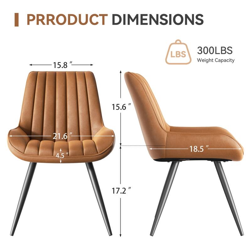 Modern Dining Chairs Set of 4, Comfy Dining Room Chairs with Thick Cushions, Upholstered Fabric Chairs with Metal Legs