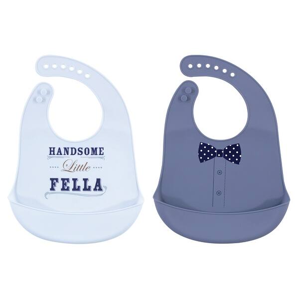 slide 1 of 1, Little Treasure Baby Boy Silicone Bibs 2pk, Handsome Fella, One Size - Handsome Fella - One Size One Size - Handsome Fella