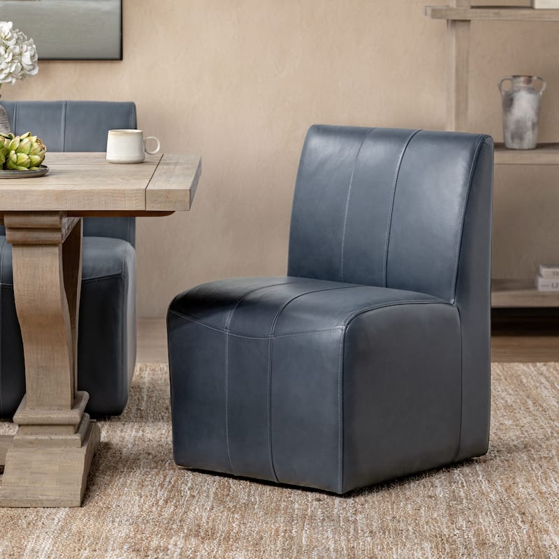 Carsen Top Grain Leather Dining Chair - Mystic Blue