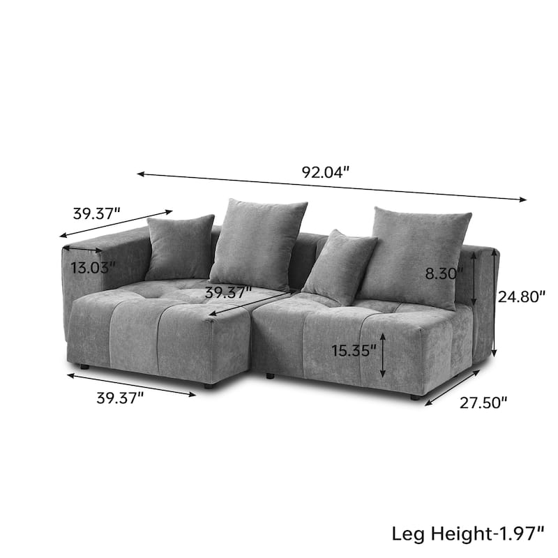 92.04" Linen Modular Sofa Chaise Sectional Sofa with Pillows