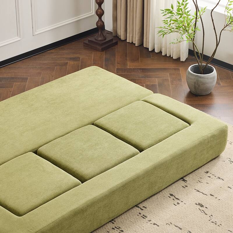 Convertible Sectional Sofa With 3 Storage Ottomans - High-Resilience Foam Sleeper, Space-Saving Chenille Floor Sofa