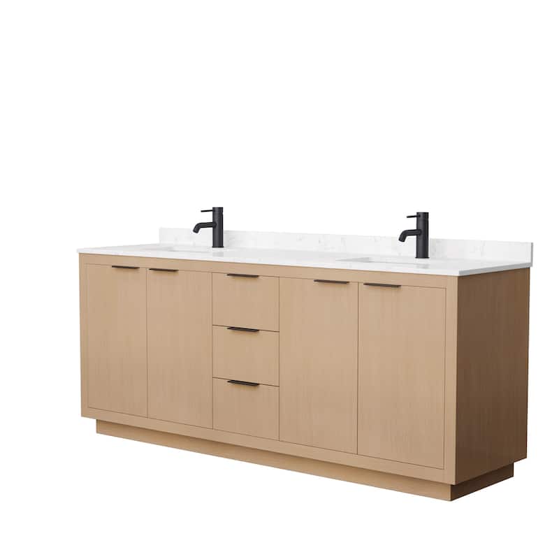 Maroni 80-in. Light Straw Double Vanity w/ Cultured Marble Top