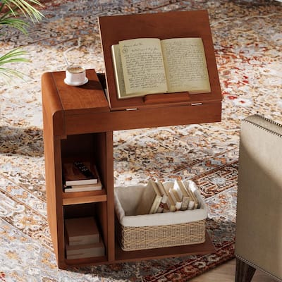 Vintage C-Shaped End Table with Adjustable Top for Living Room, Bedroon, Sofa Side