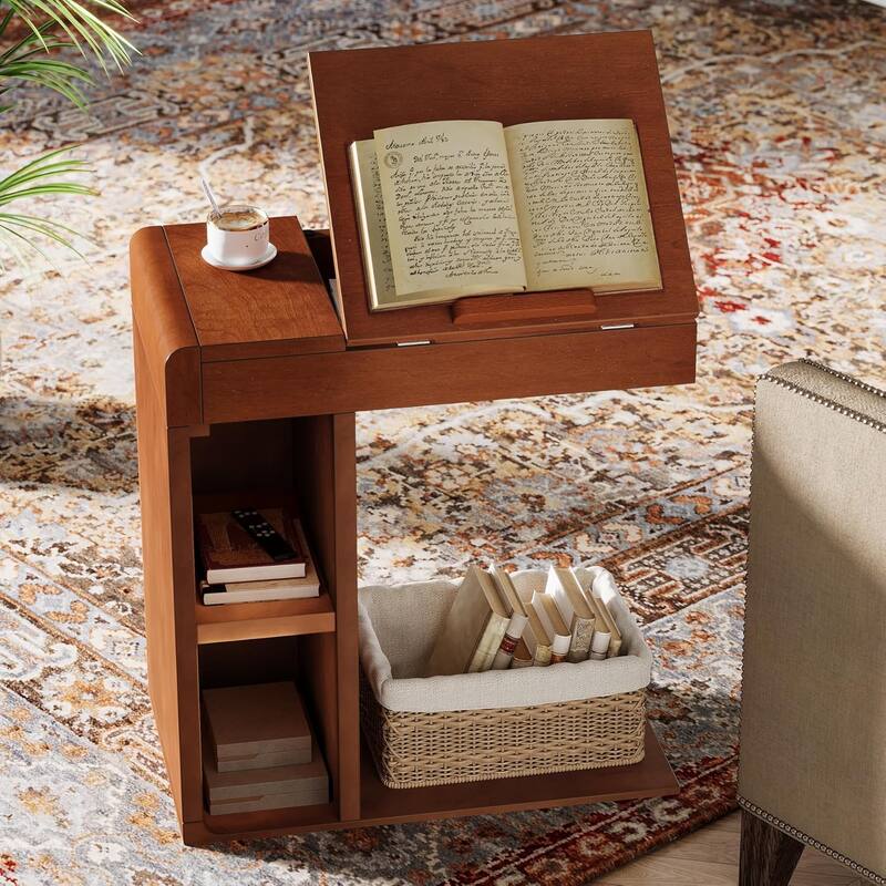 Vintage C-Shaped End Table with Adjustable Top - 1 PC