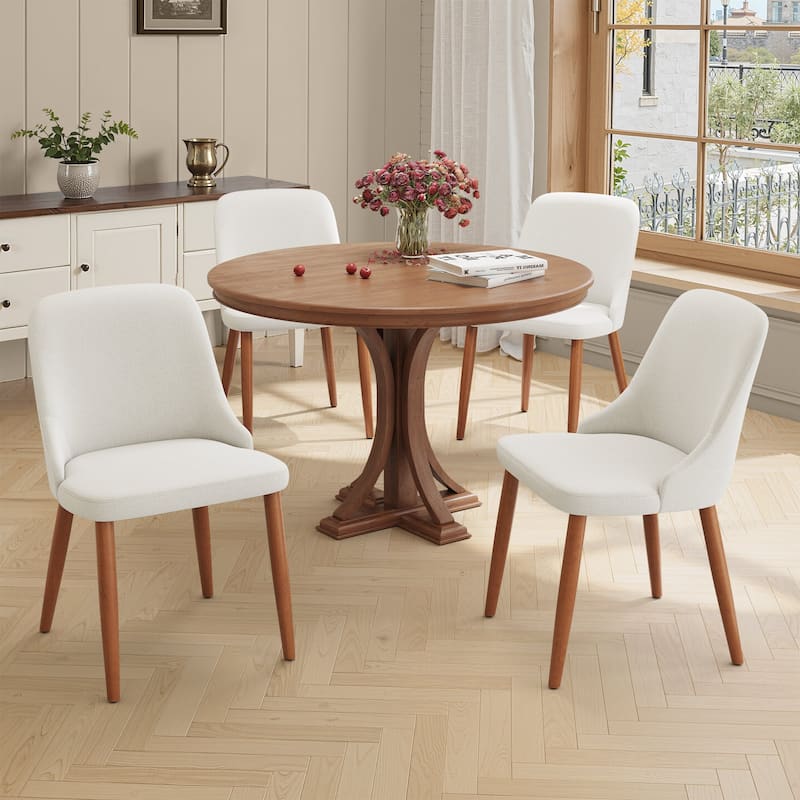 Modern Dining Chair Upholstered Accent Chairs with Solid Wood Legs