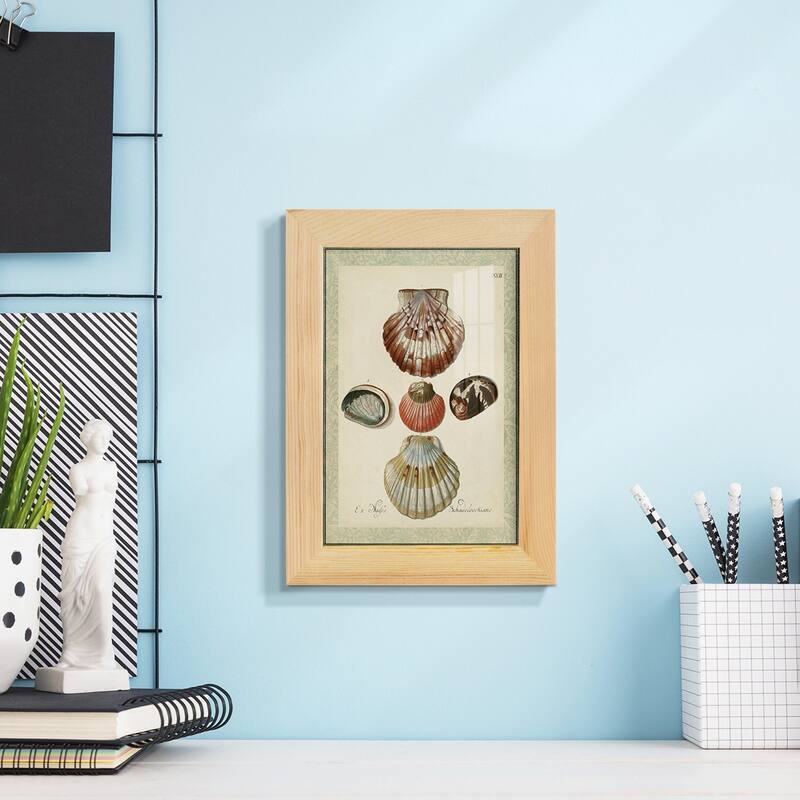 Bookplate Shells III -Framed Print w/glass-Cherry Red