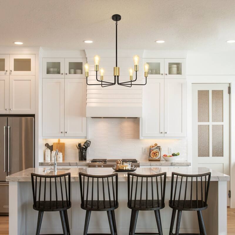 6-Light 30.15"W Kitchen Island Modern Chandeliers for Living Room