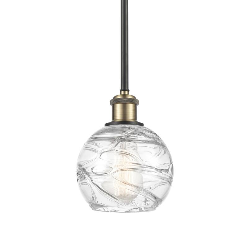 Innovations Lighting 516-1S-8-6 Athens Pendant Athens 6" Wide Mini - Clear Deco Swirl / Black Antique Brass