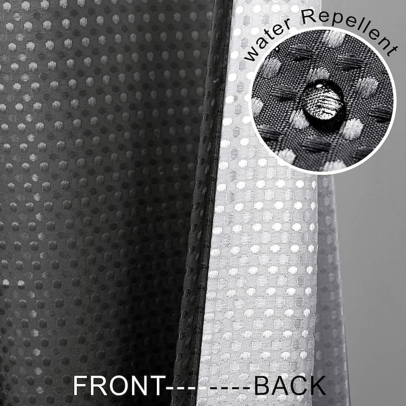 Black and White Waffle Weave Fabric Shower Curtain Set, 72x72 Inches