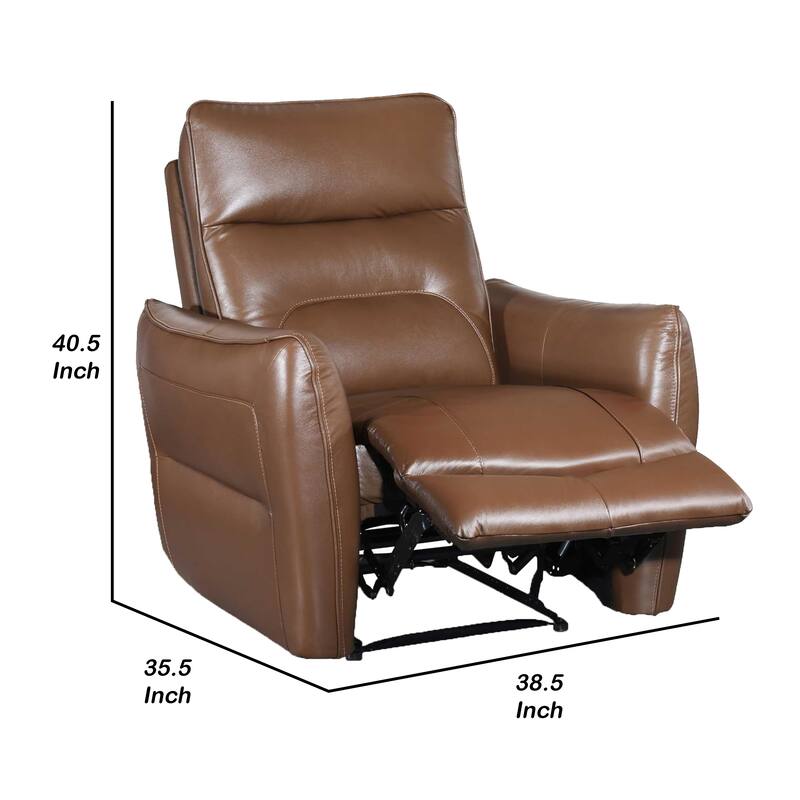 Teren Power Recliner Chair, Rich Caramel Brown Leather Match, Foam