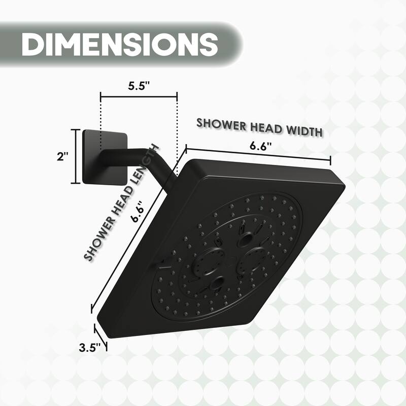 7-Spray Patterns 6.5 in. Wall Mount Rain Fixed Shower Head with Shower Arm and Flange