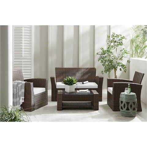 Grandview Outdoor 4-piece Brown Patio Conversation Set with Cushions