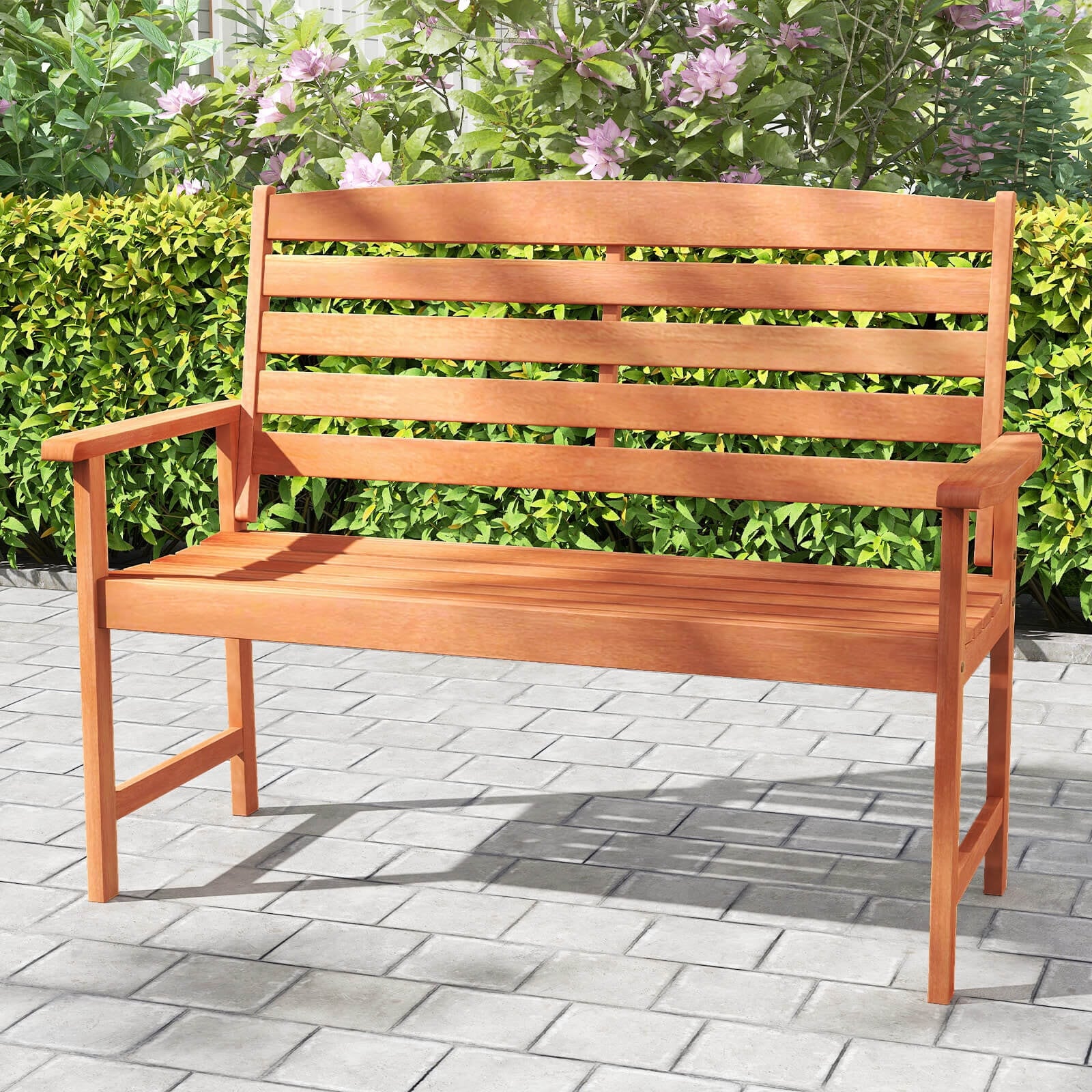 Costway Wooden Garden Bench 2-Person Patio Loveseat with Slatted - See Details