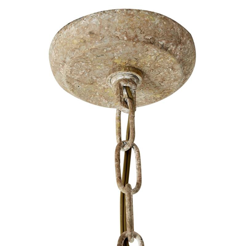 Metal Distressed Caged 8 Light Chandelier with Link Style Chain - Gold - Roche River Decor