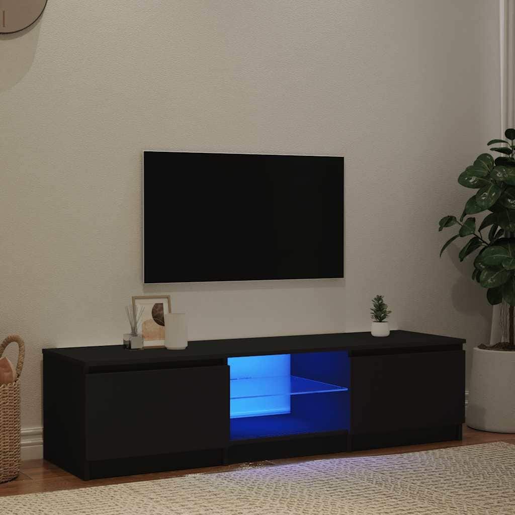 vidaXL TV Cabinet Black Engineered wood, tempered glass Medium