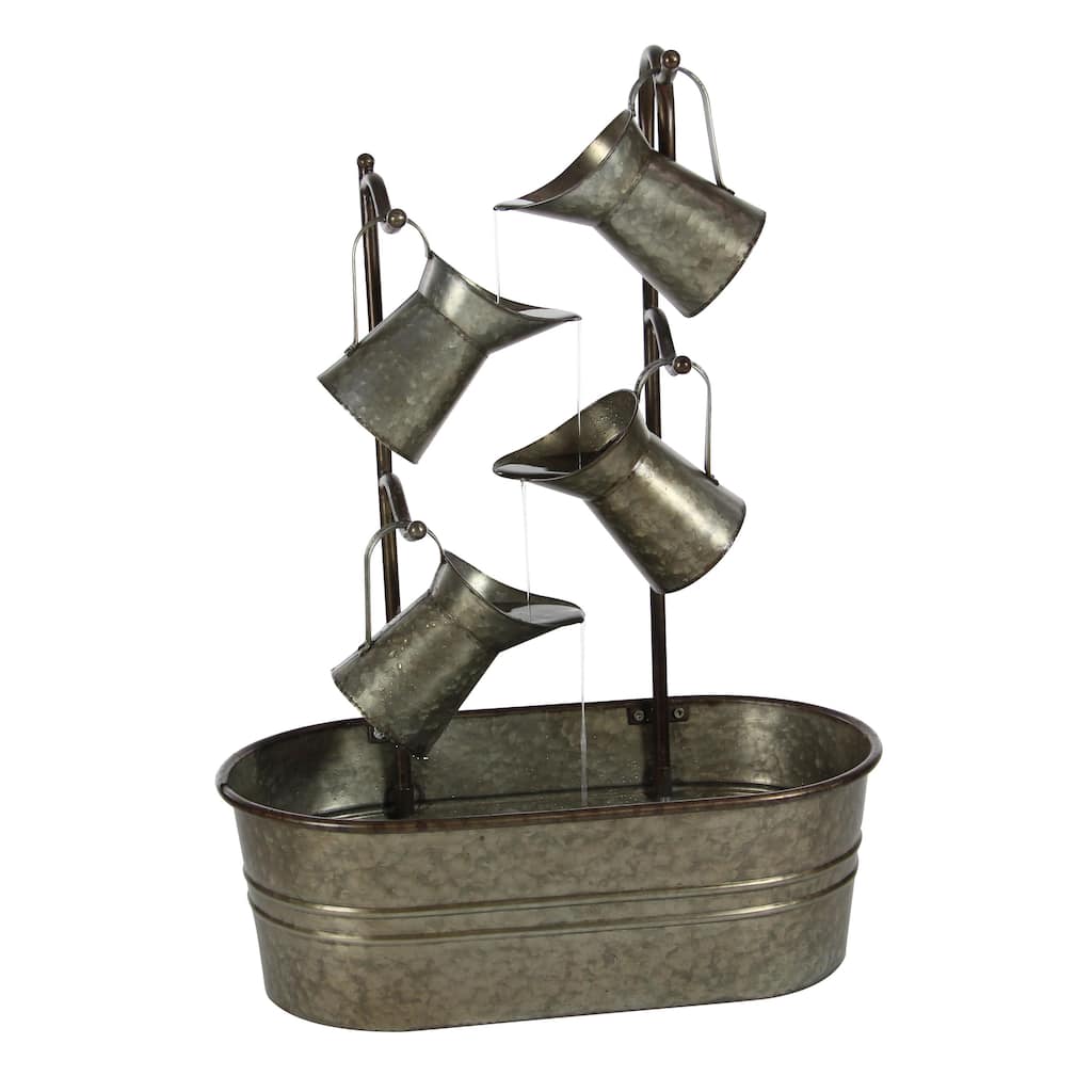 Metal Fountain with Watering Cans - Gray - Roche River Decor
