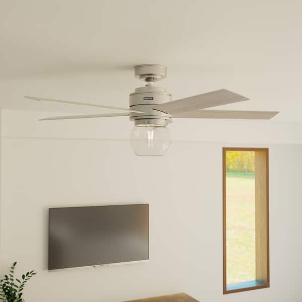 slide 2 of 20, Hunter 52" Xidane Ceiling Fan with LED Light Kit and Handheld Remote, Modern Transitional - Exclusive SureSpeed! Brushed Nickel