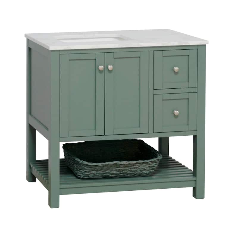 KitchenBathCollection Lakeshore 36" Bathroom Vanity with Engineered Carrara Top