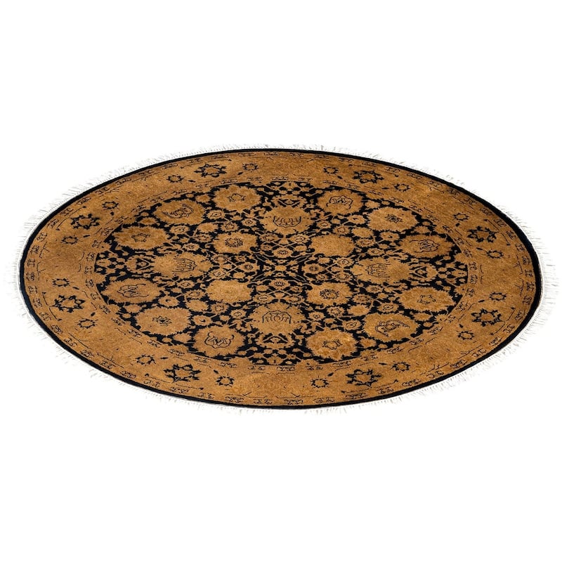 Overdyed One-of-a-Kind Hand-Knotted Round Area Rug - Beige - 4' 1" x 4' 1"