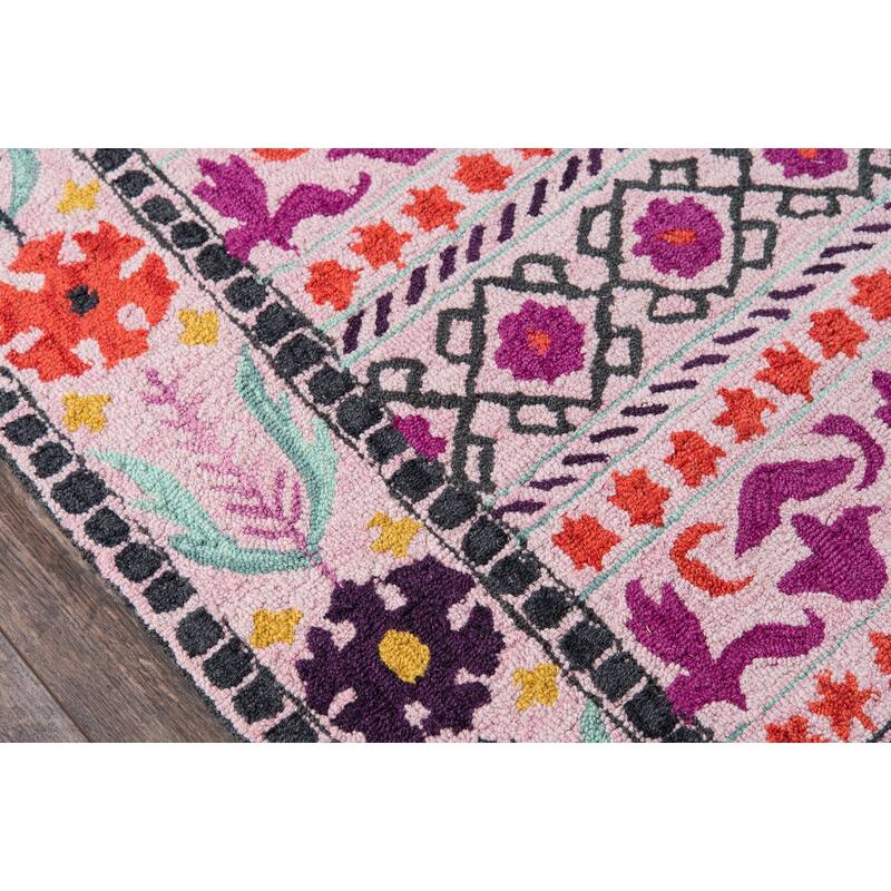Momeni Tahoe Hand-tufted Pink Geometric/Floral Wool Area Rug