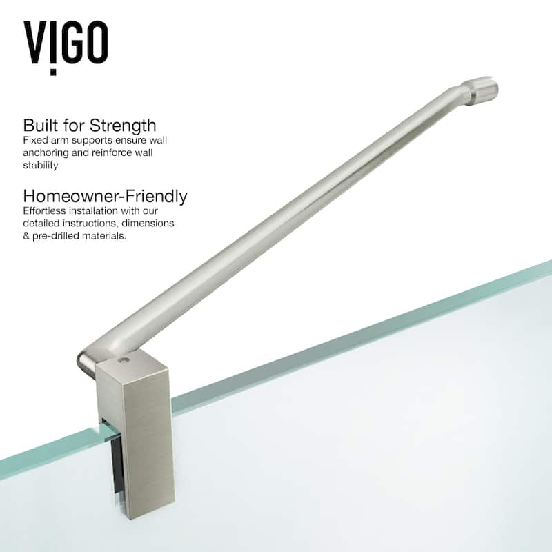 VIGO Monteray 36"D x 48"W x 79"H Frameless Hinged Shower Enclosure and Left Base