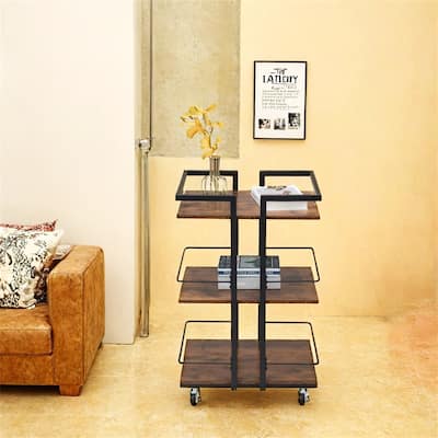 Multi-tier Salon Cart with Universal Wheels and Iron Rail