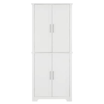 White Wood 15 in. Pantry Cabinet with Shelve and Storage