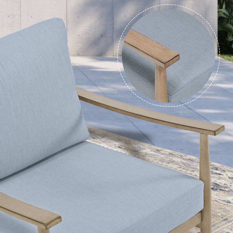 7-Piece Aluminum Patio Conversation Set, Loveseat with Ottomans and Coffee Table