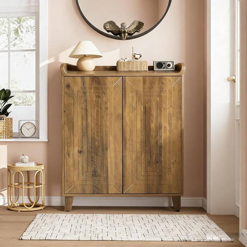 20 Pairs Shoe Cabinet with Doors, 5-Tier Shoes Rack with Adjustable Shelves