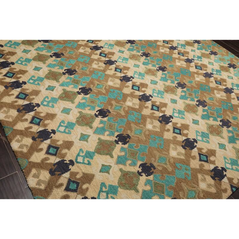 Hand Tufted 100% Wool Oriental Area Rug Beige,Brown Color