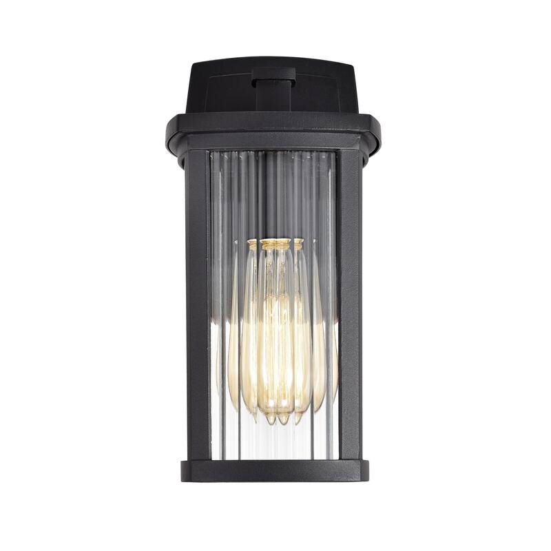 1-light Textured Black Outdoor Wall Lantern